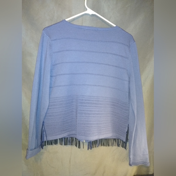 Grace elements lightweight blue leather fringe jacket - Picture 3 of 3